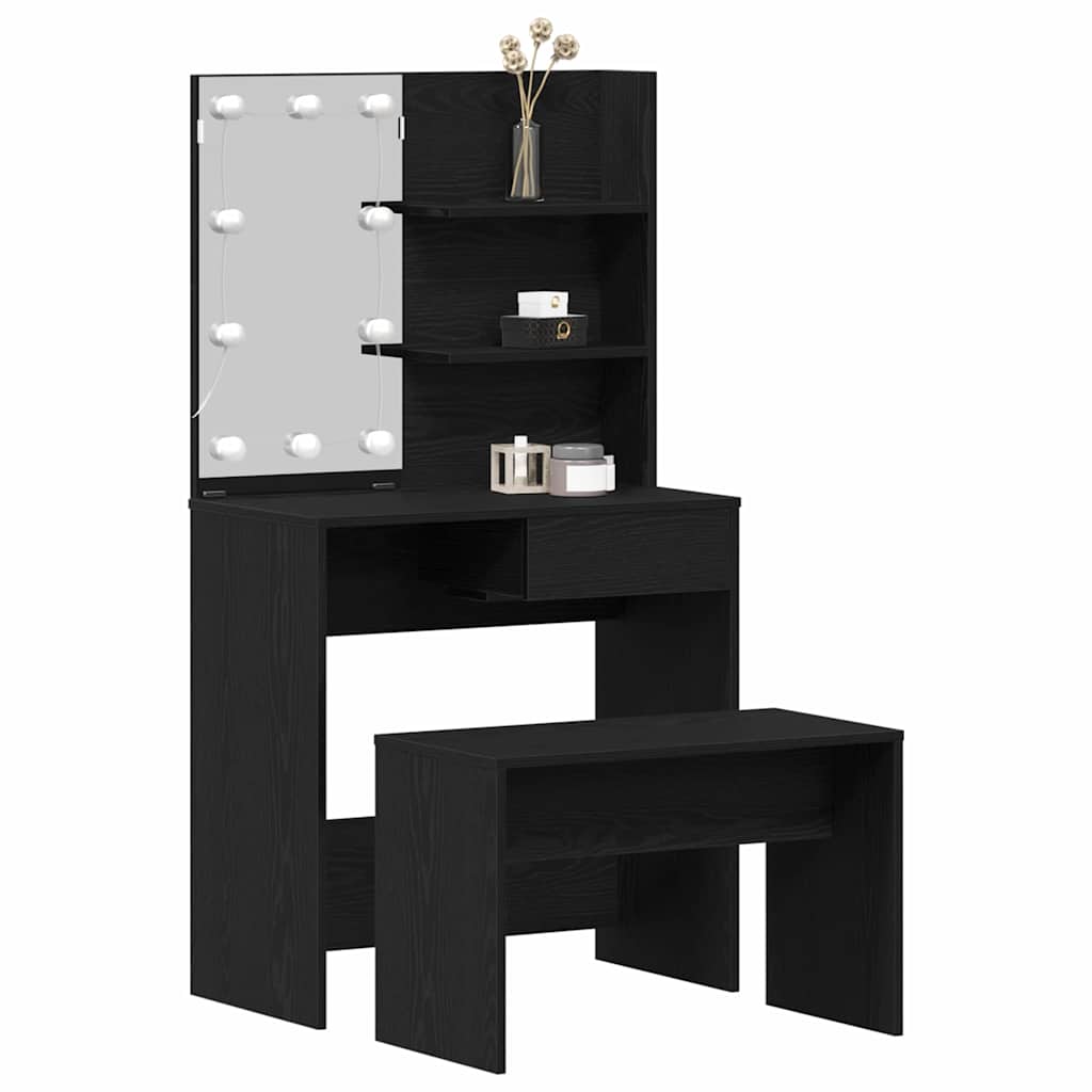 Ensemble de Coiffeuse avec tiroir Chêne noir 74.5 x 40 x 141 cm - XIOS