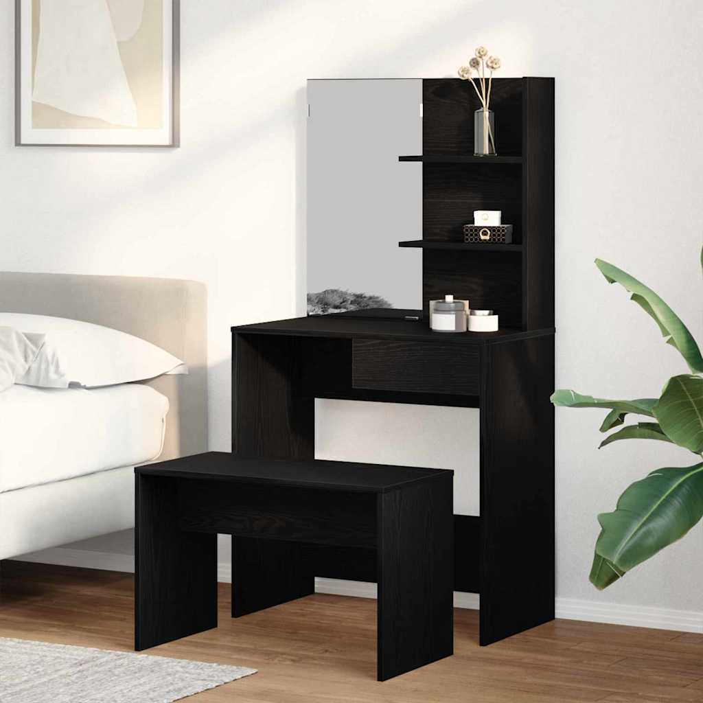 Ensemble de Coiffeuse avec tiroir Chêne noir 74.5 x 40 x 141 cm - XIOS