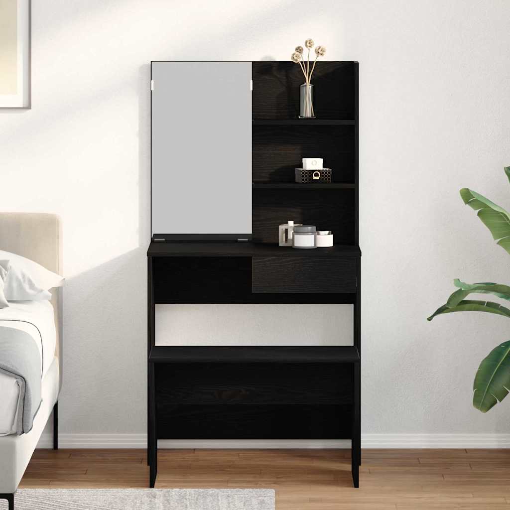 Ensemble de Coiffeuse avec tiroir Chêne noir 74.5 x 40 x 141 cm - XIOS