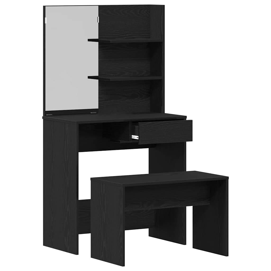 Ensemble de Coiffeuse avec tiroir Chêne noir 74.5 x 40 x 141 cm - XIOS