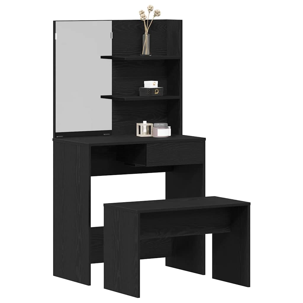 Ensemble de Coiffeuse avec tiroir Chêne noir 74.5 x 40 x 141 cm - XIOS