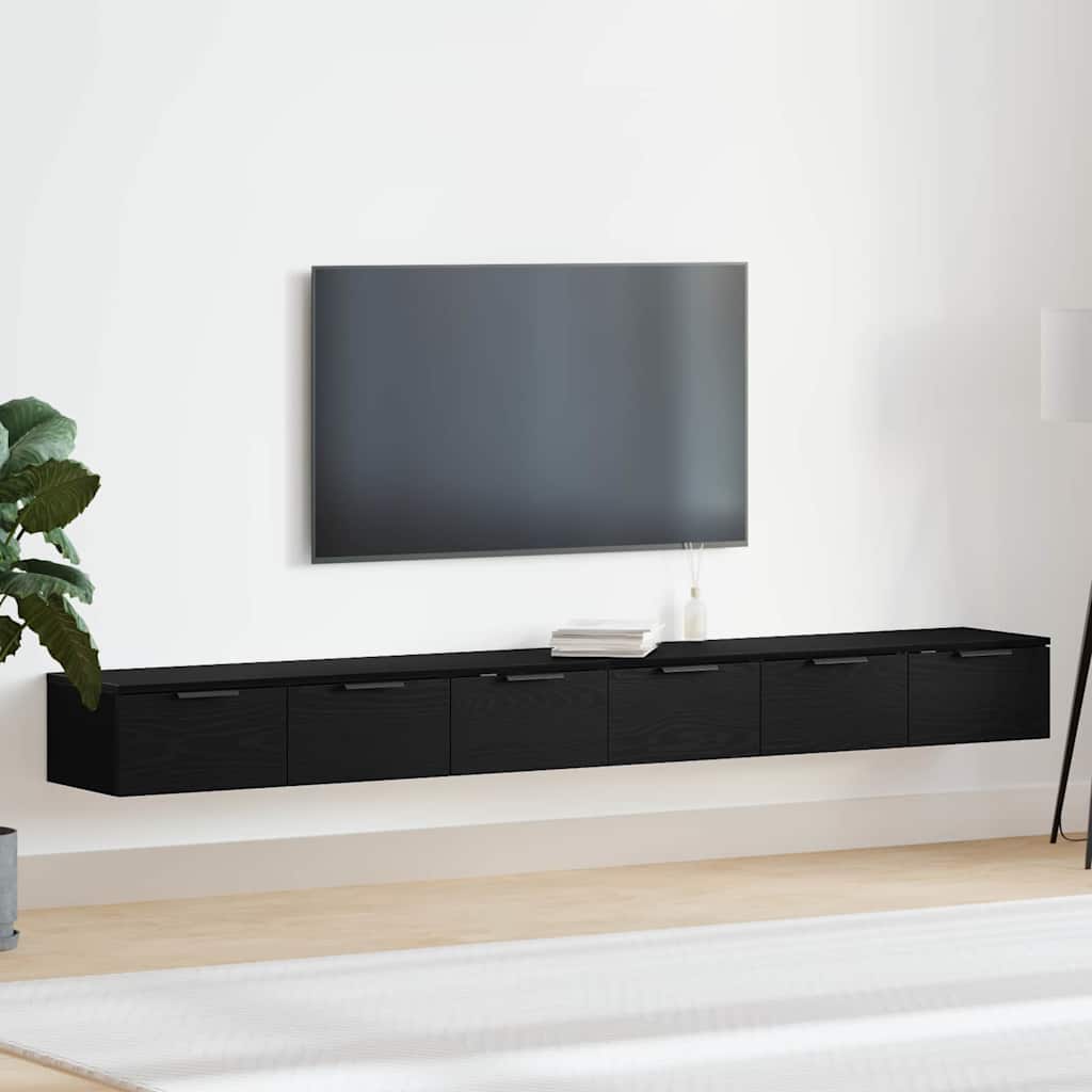 Meuble mural avec tiroir 2 pcs Chêne noir 102 x 30 x 20 cm - XIOS