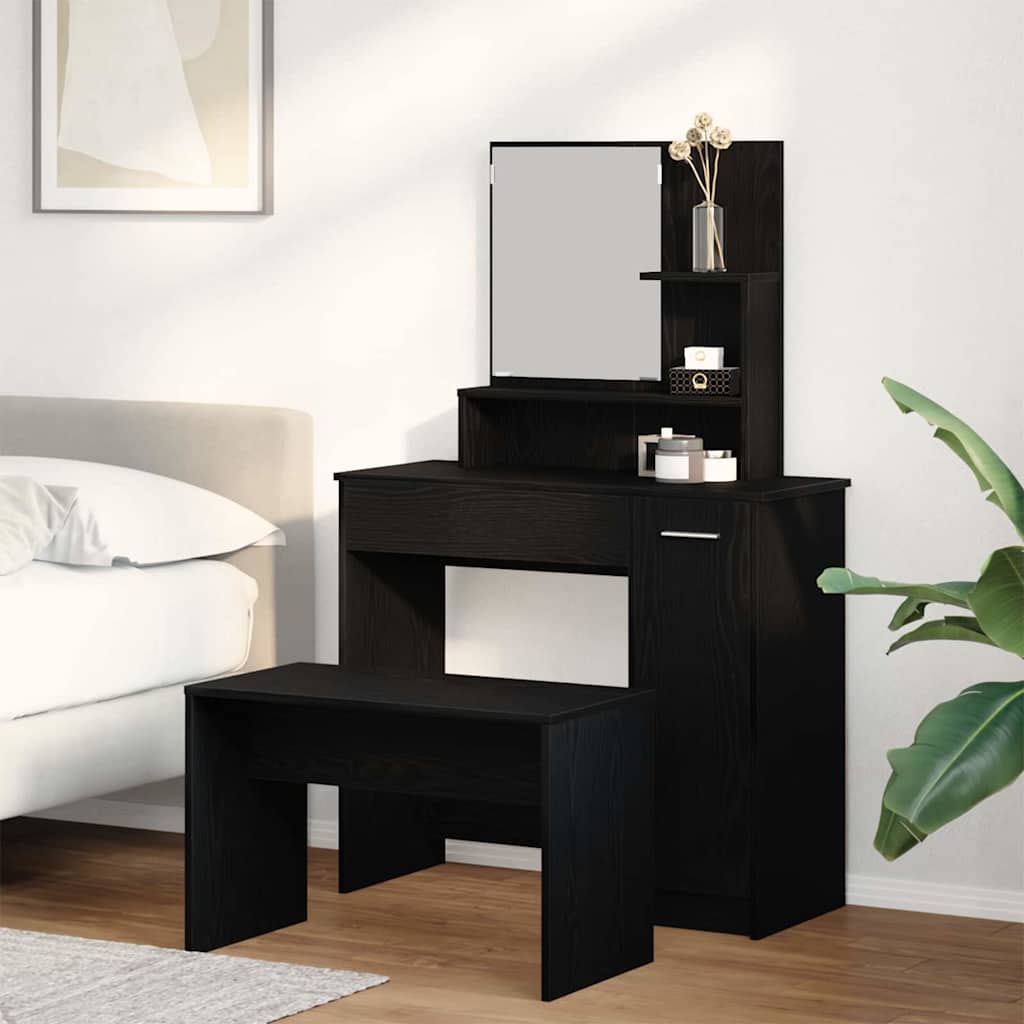 Ensemble de Coiffeuse avec tiroir Chêne noir 86.5 x 35 x 136 cm - XIOS