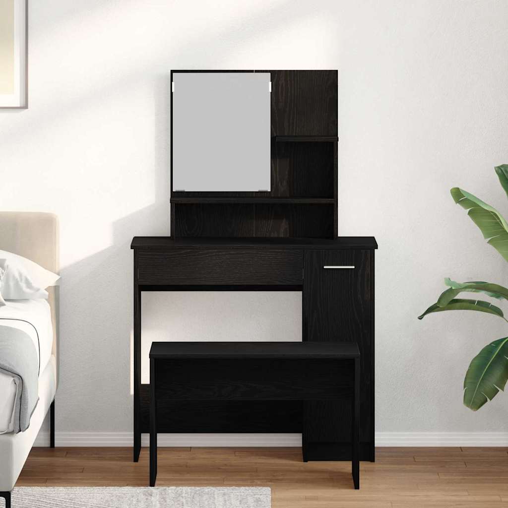 Ensemble de Coiffeuse avec tiroir Chêne noir 86.5 x 35 x 136 cm - XIOS