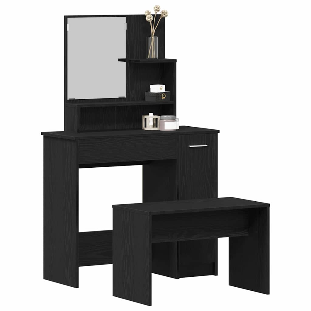Ensemble de Coiffeuse avec tiroir Chêne noir 86.5 x 35 x 136 cm - XIOS