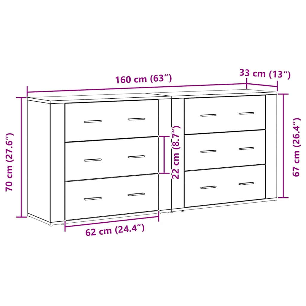 Buffet Chêne noir 160 x 33 x 70 cm Bois d'ingénierie - XIOS