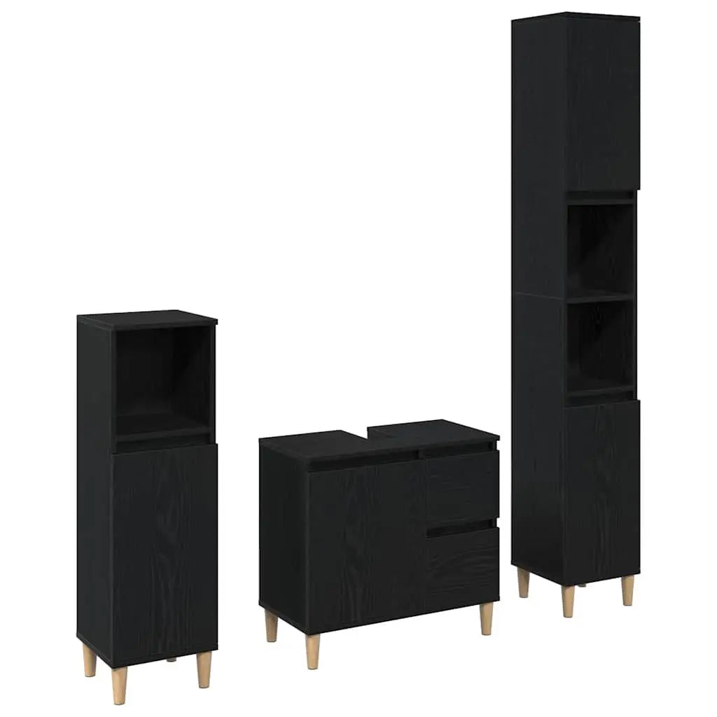 Ensemble de mobilier de salle de bain 3 pc Chêne noir - XIOS