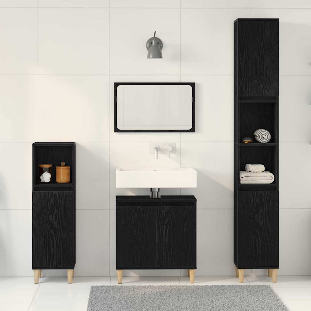 Ensemble de mobilier de salle de bain 3 pc Chêne noir