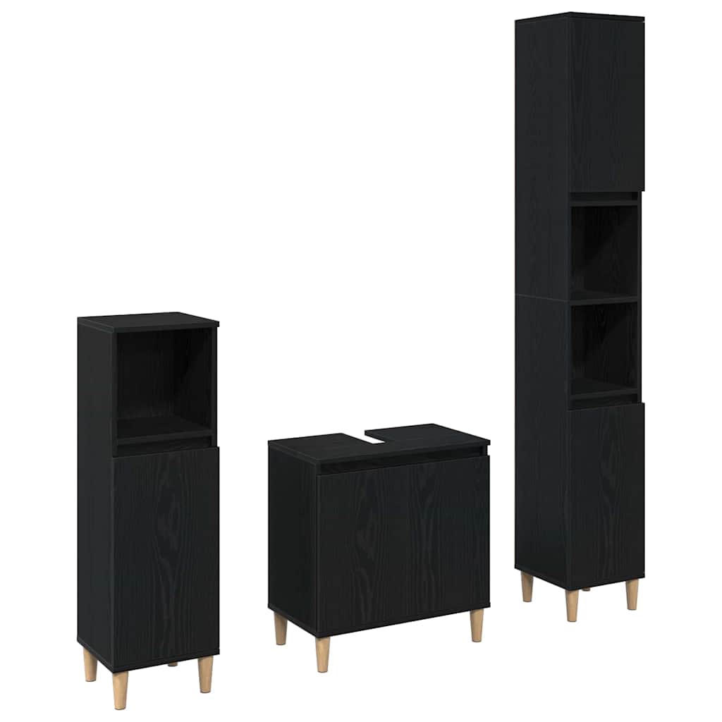 Ensemble de mobilier de salle de bain 3 pc Chêne noir