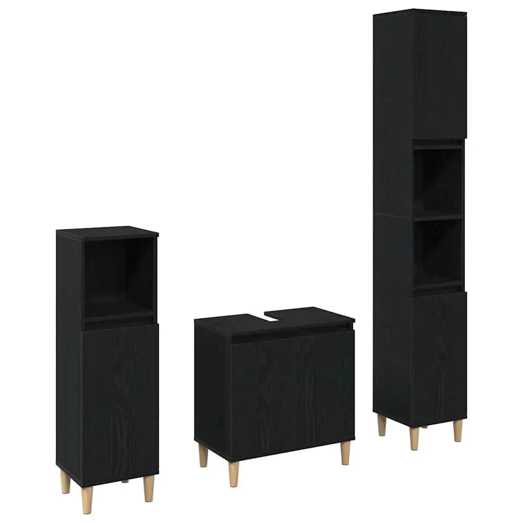 Ensemble de mobilier de salle de bain 3 pc Chêne noir - XIOS