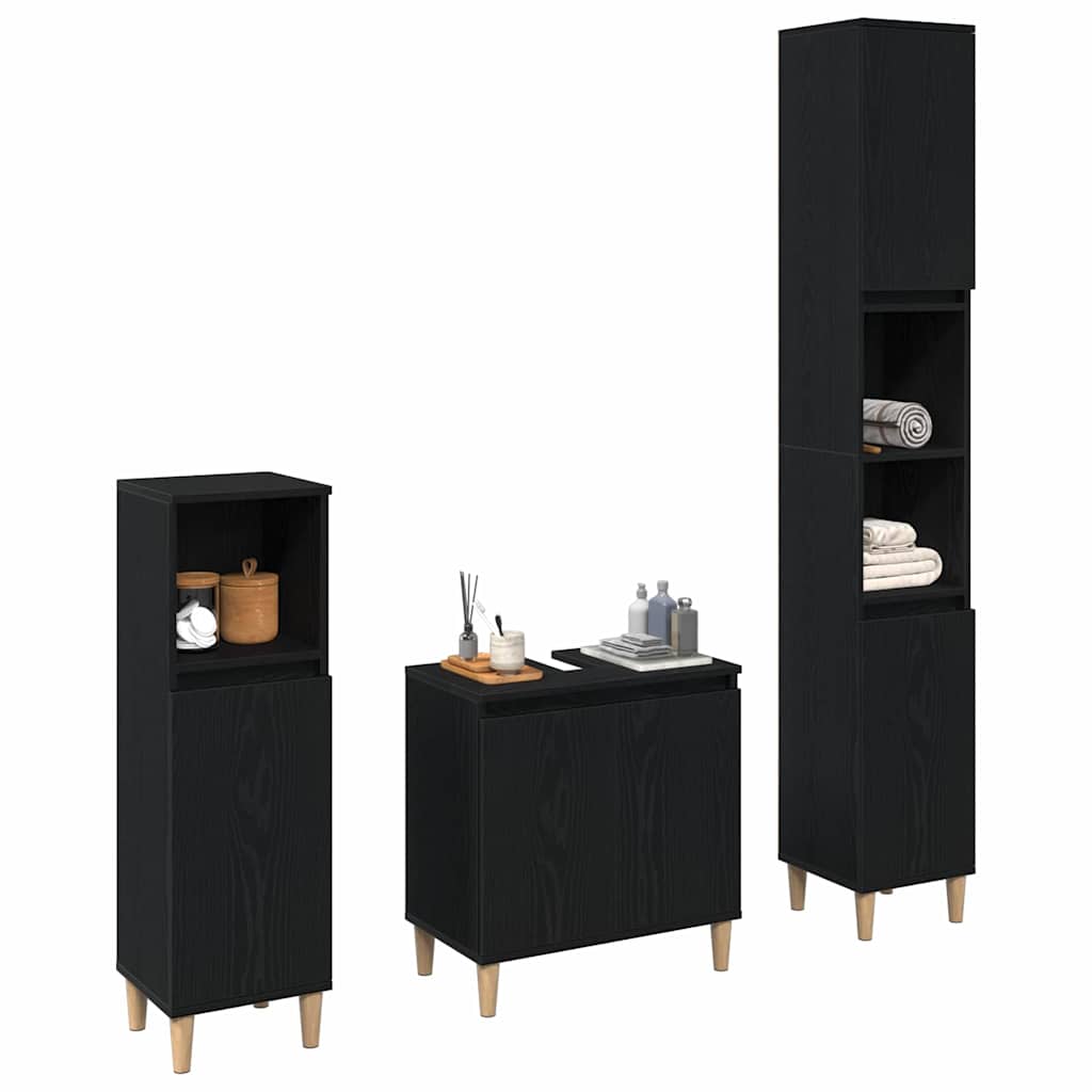 Ensemble de mobilier de salle de bain 3 pc Chêne noir