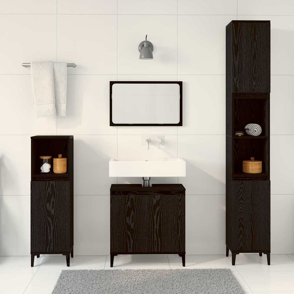 Ensemble de mobilier de salle de bain 3 pc Chêne noir