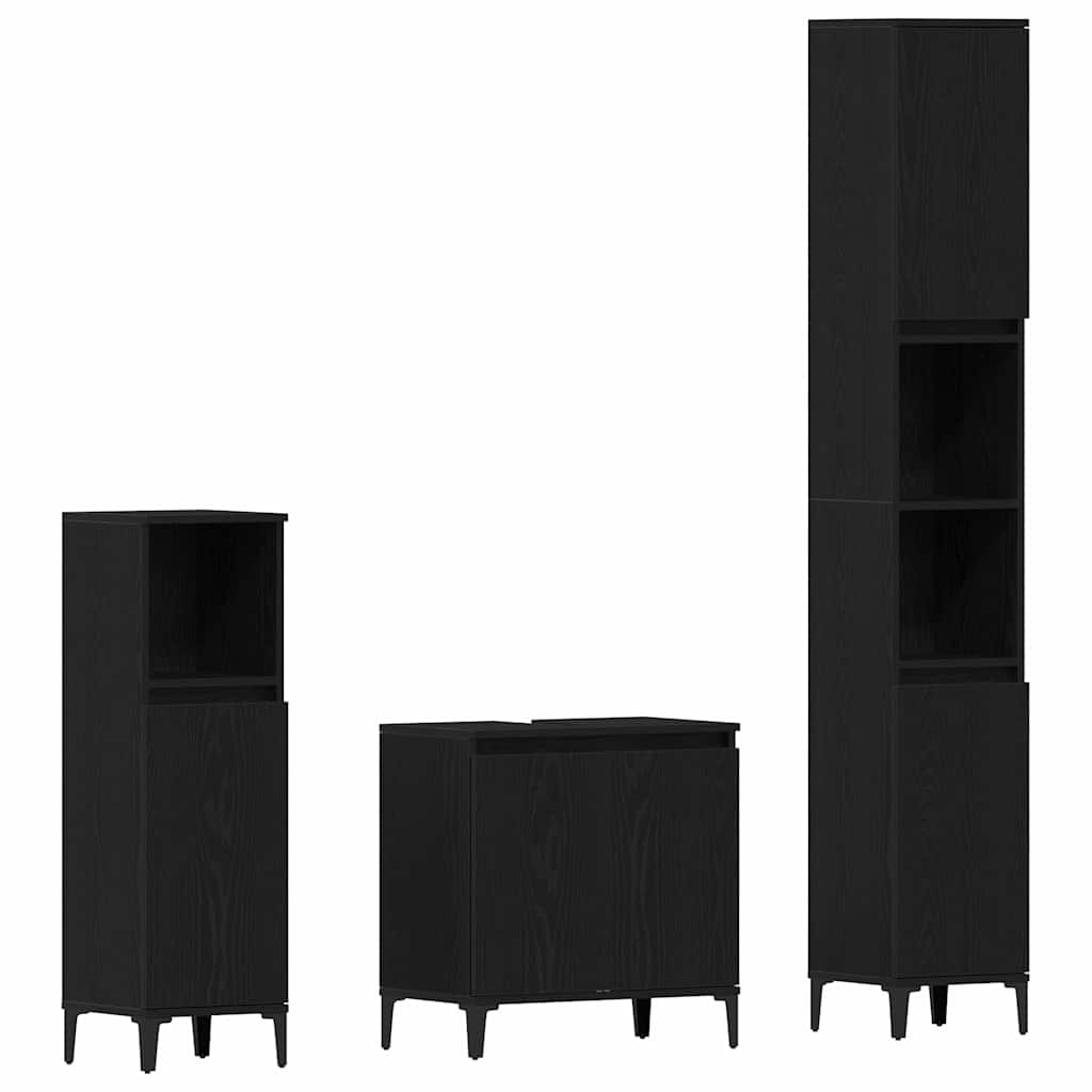 Ensemble de mobilier de salle de bain 3 pc Chêne noir