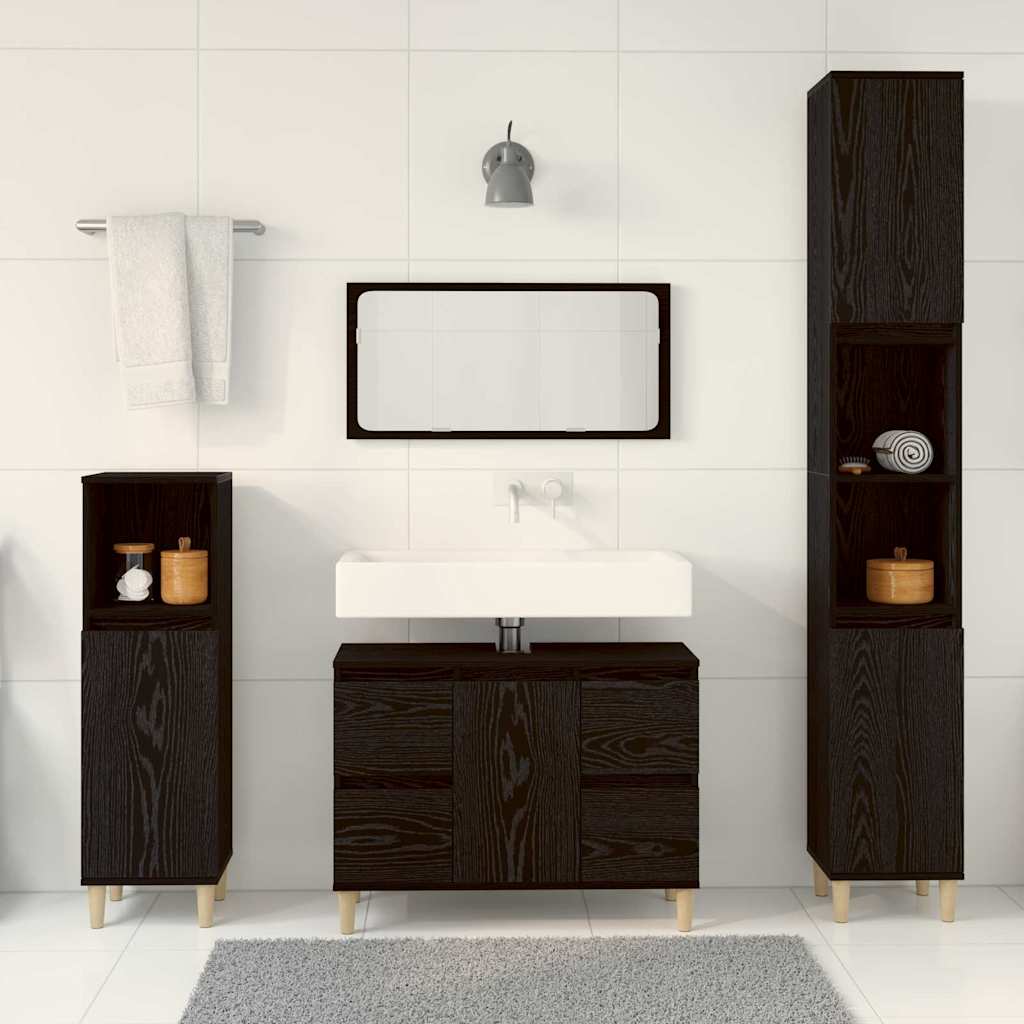 Ensemble de mobilier de salle de bain 3 pièces Chêne noir