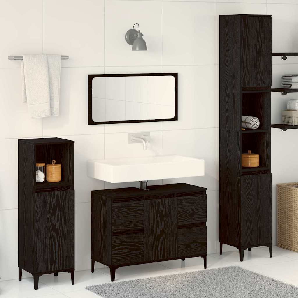 Ensemble de mobilier de salle de bain 3 pc Chêne noir