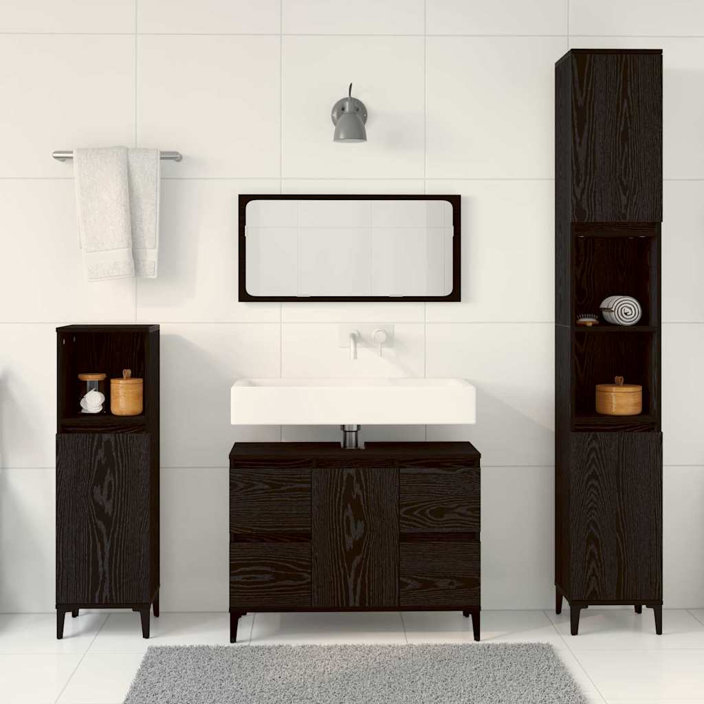 Ensemble de mobilier de salle de bain 3 pc Chêne noir