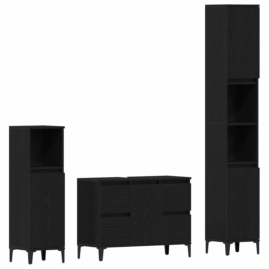 Ensemble de mobilier de salle de bain 3 pc Chêne noir