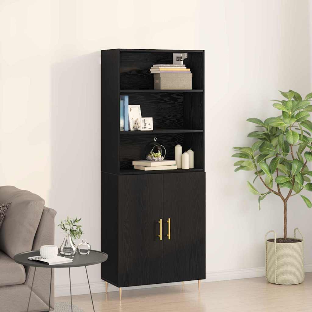 Haut Armoire Montage mural 2 pcs Chêne noir 70 x 34 x 180 cm - XIOS