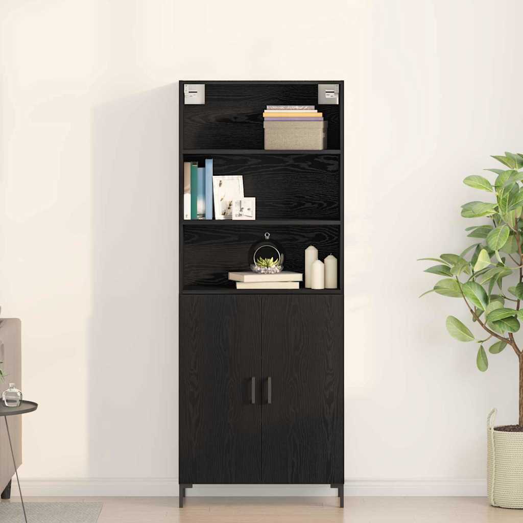 Haut Armoire Montage mural 2 pcs Chêne noir 70 x 34 x 180 cm - XIOS