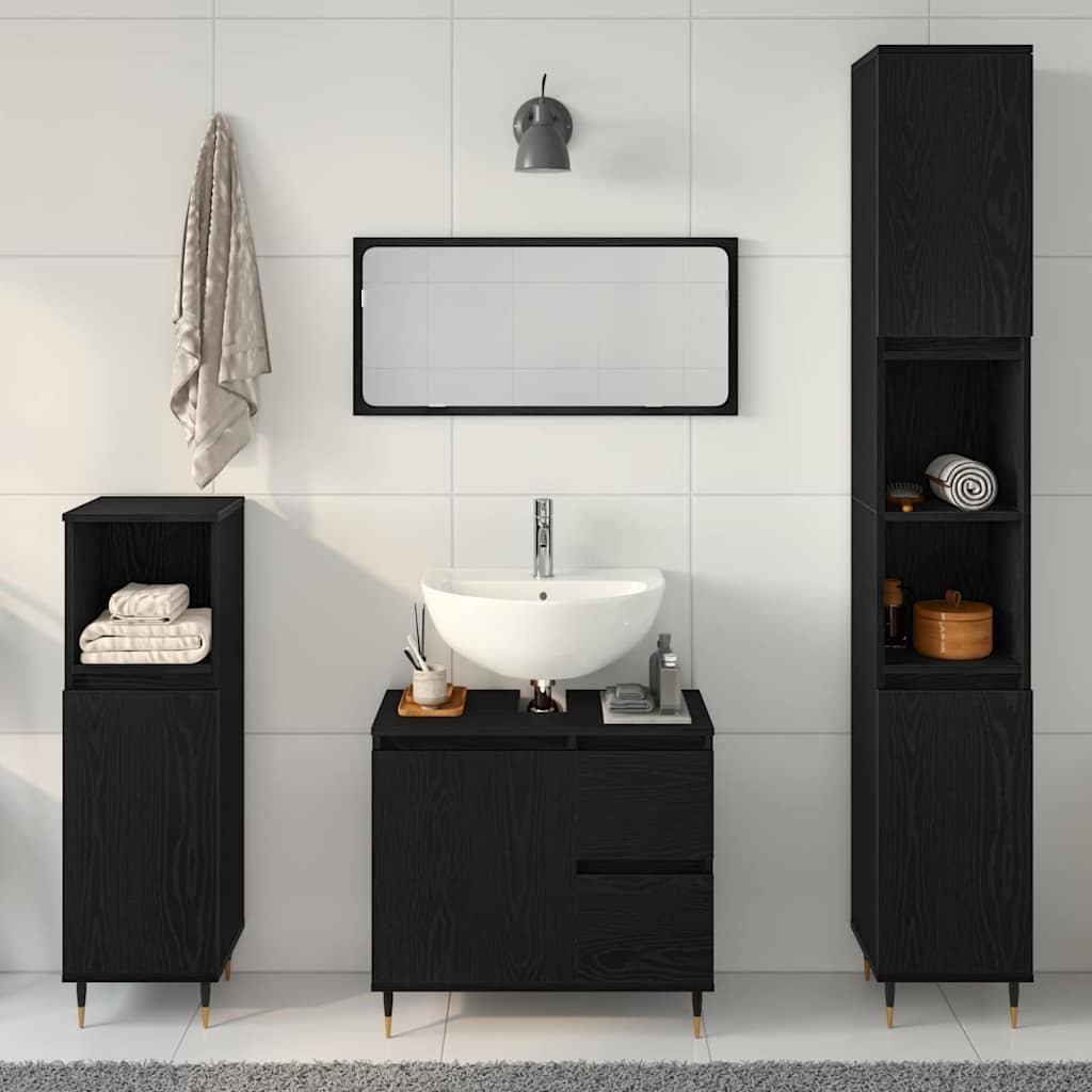 Ensemble de mobilier de salle de bain 3 pc Chêne noir