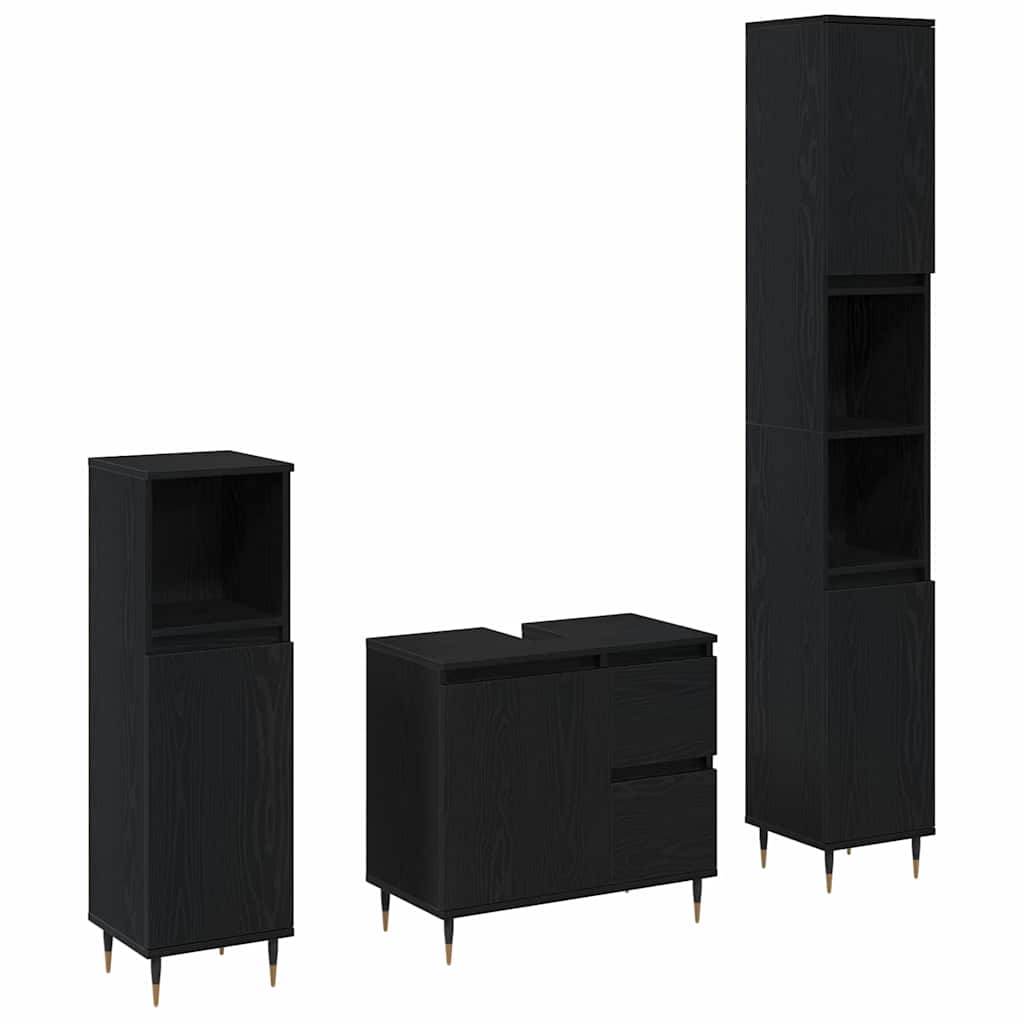 Ensemble de mobilier de salle de bain 3 pc Chêne noir