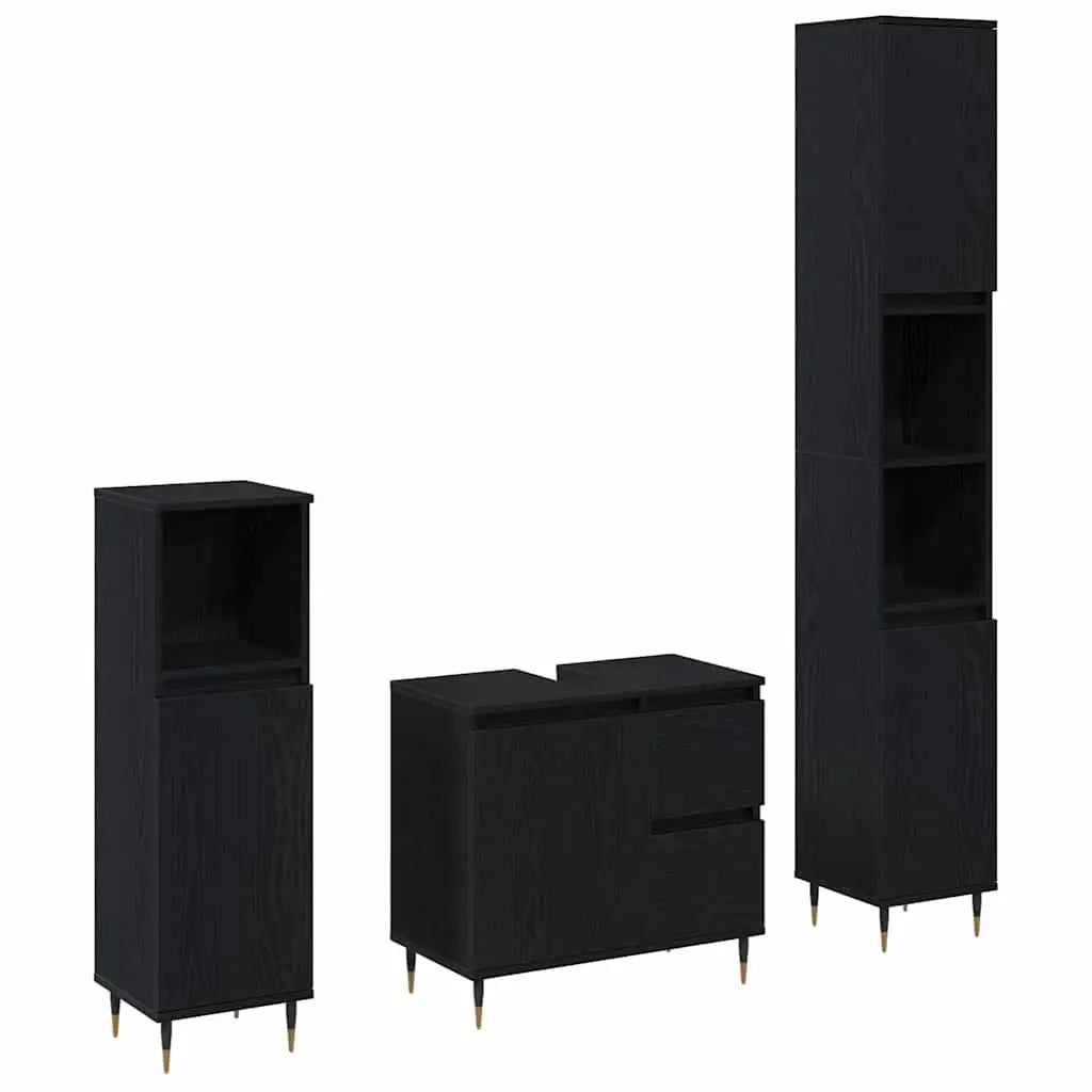 Ensemble de mobilier de salle de bain 3 pc Chêne noir - XIOS
