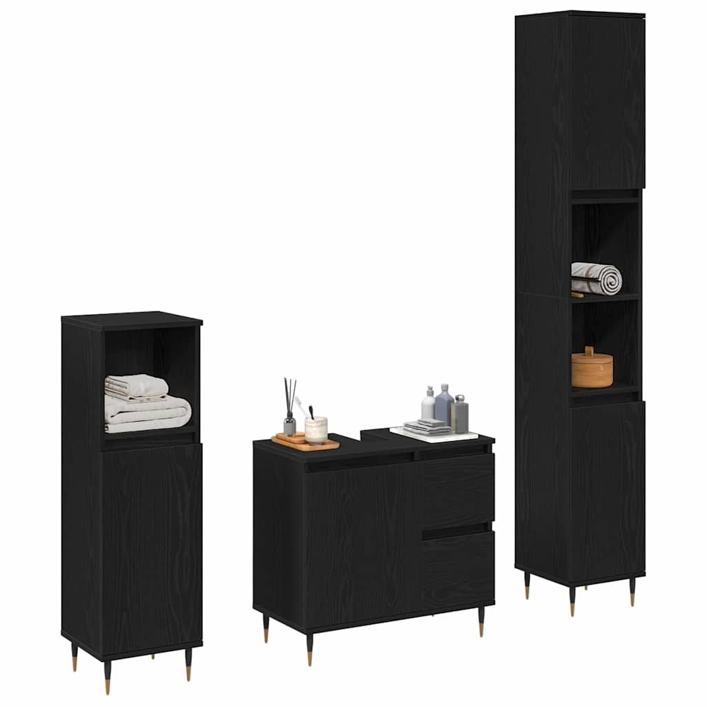 Ensemble de mobilier de salle de bain 3 pc Chêne noir