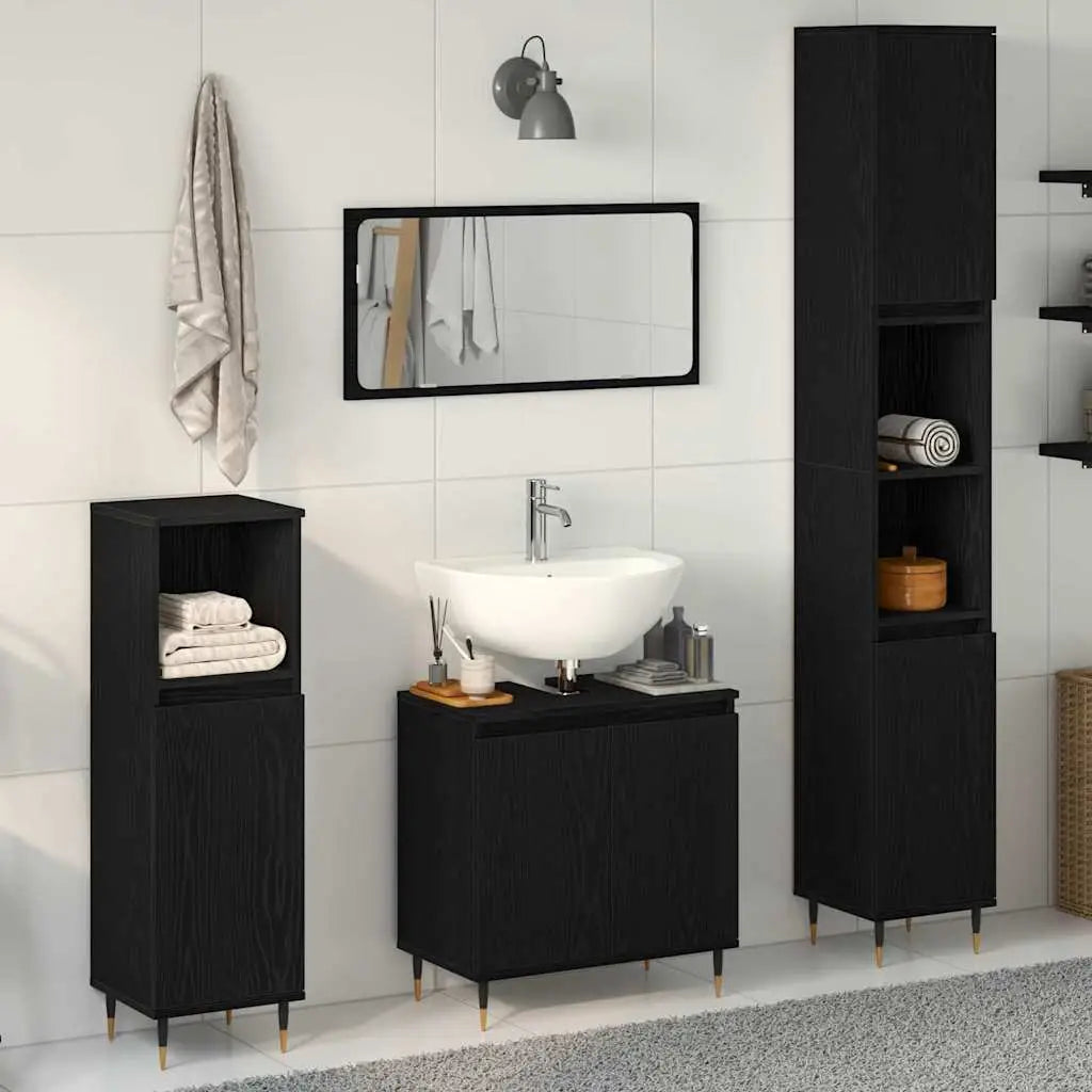 Ensemble de mobilier de salle de bain 3 pc Chêne noir - XIOS