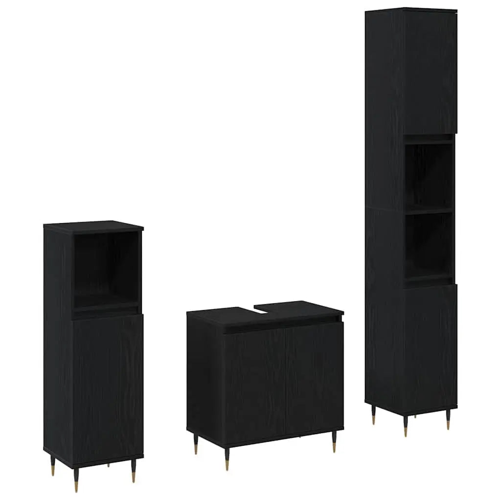 Ensemble de mobilier de salle de bain 3 pc Chêne noir - XIOS