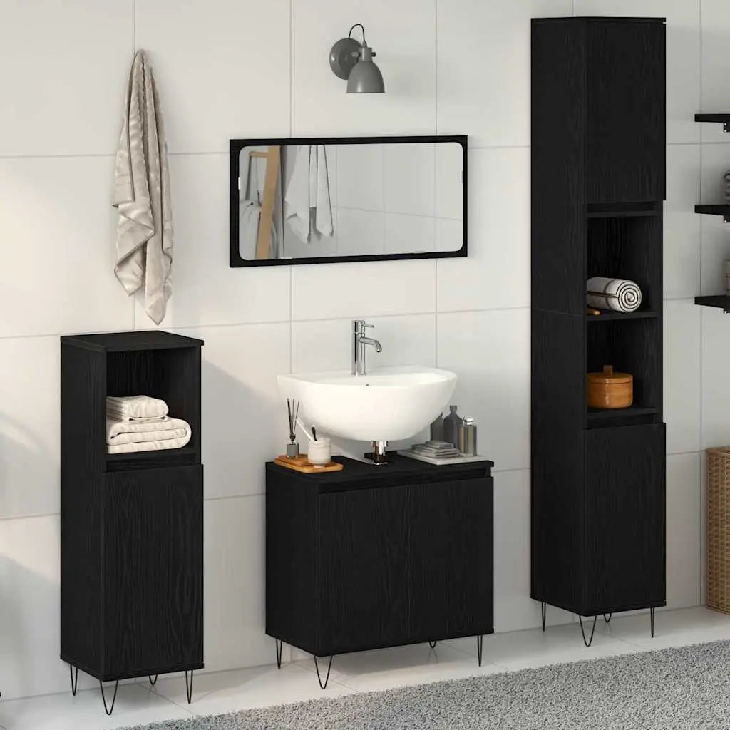 Ensemble de mobilier de salle de bain 3 pc Chêne noir - XIOS
