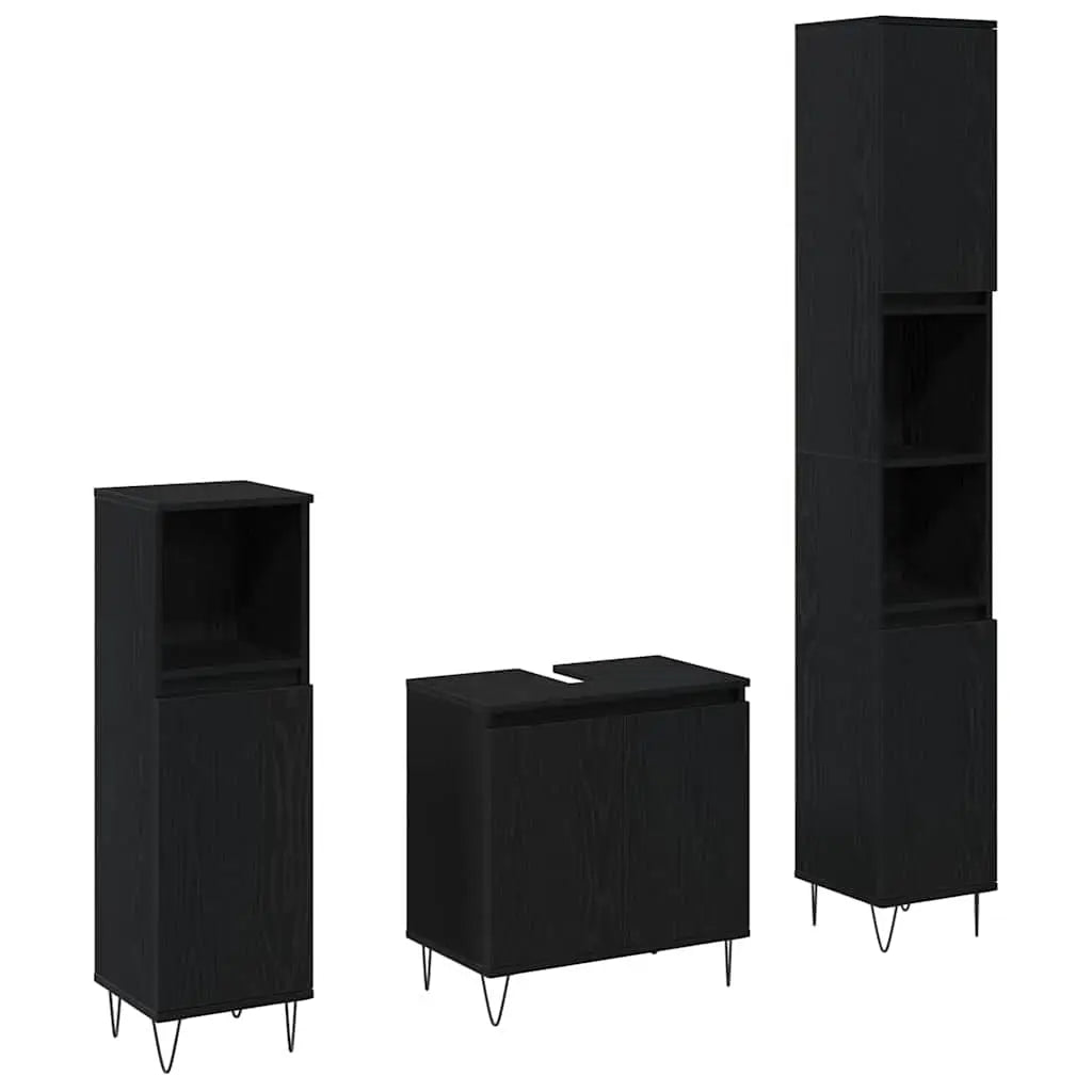 Ensemble de mobilier de salle de bain 3 pc Chêne noir - XIOS
