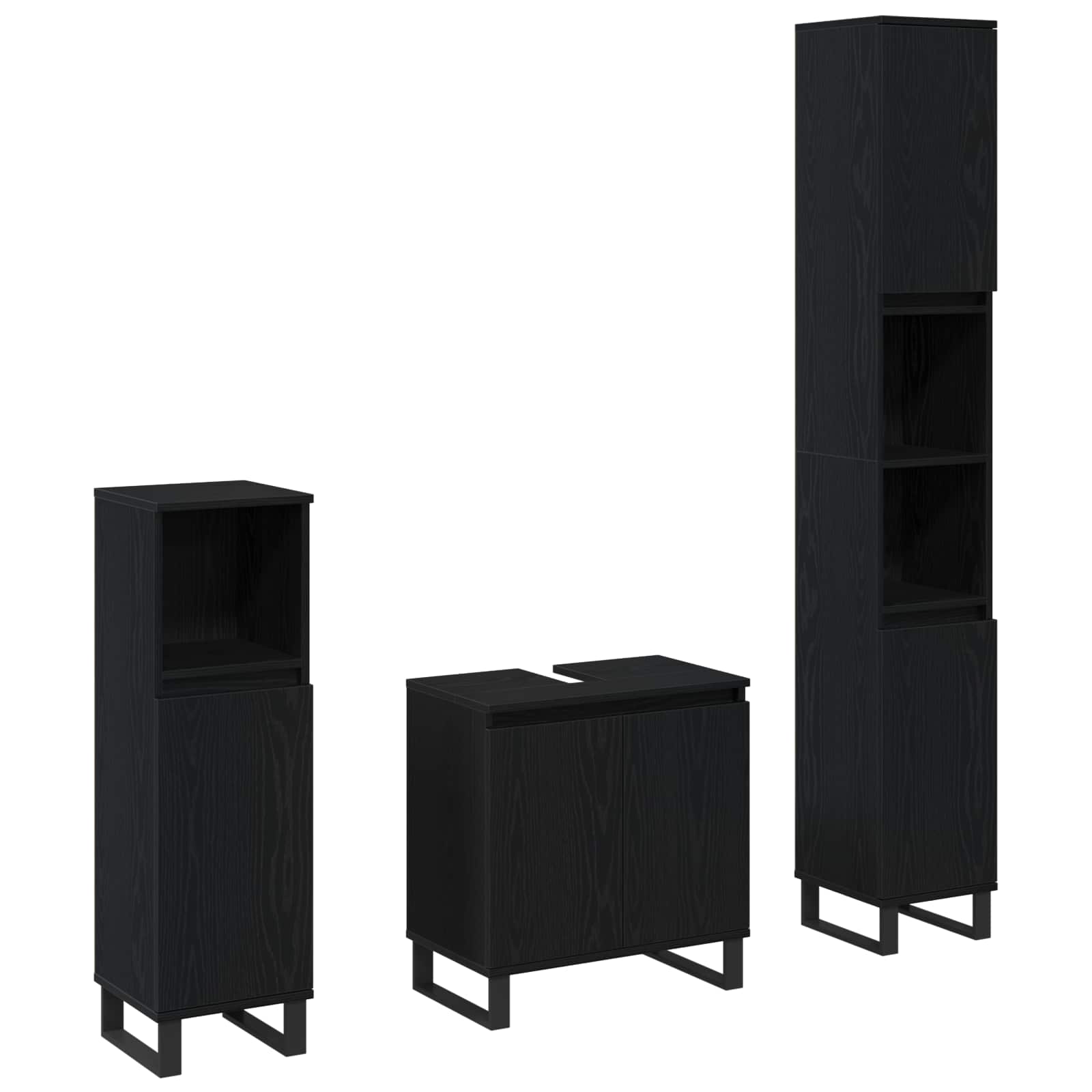 Ensemble de mobilier de salle de bain 3 pc Chêne noir