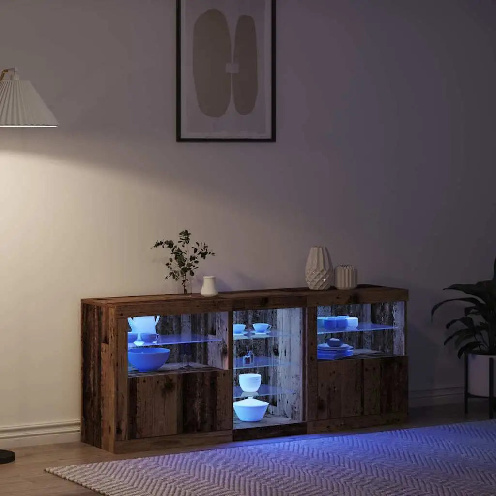 Buffet LED Bois ancien 162 x 37 x 67 cm Bois d’ingénierie - XIOS