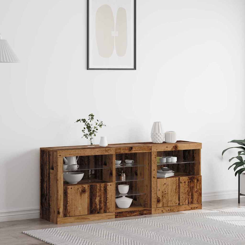 Buffet LED Bois ancien 162 x 37 x 67 cm Bois d'ingénierie - XIOS