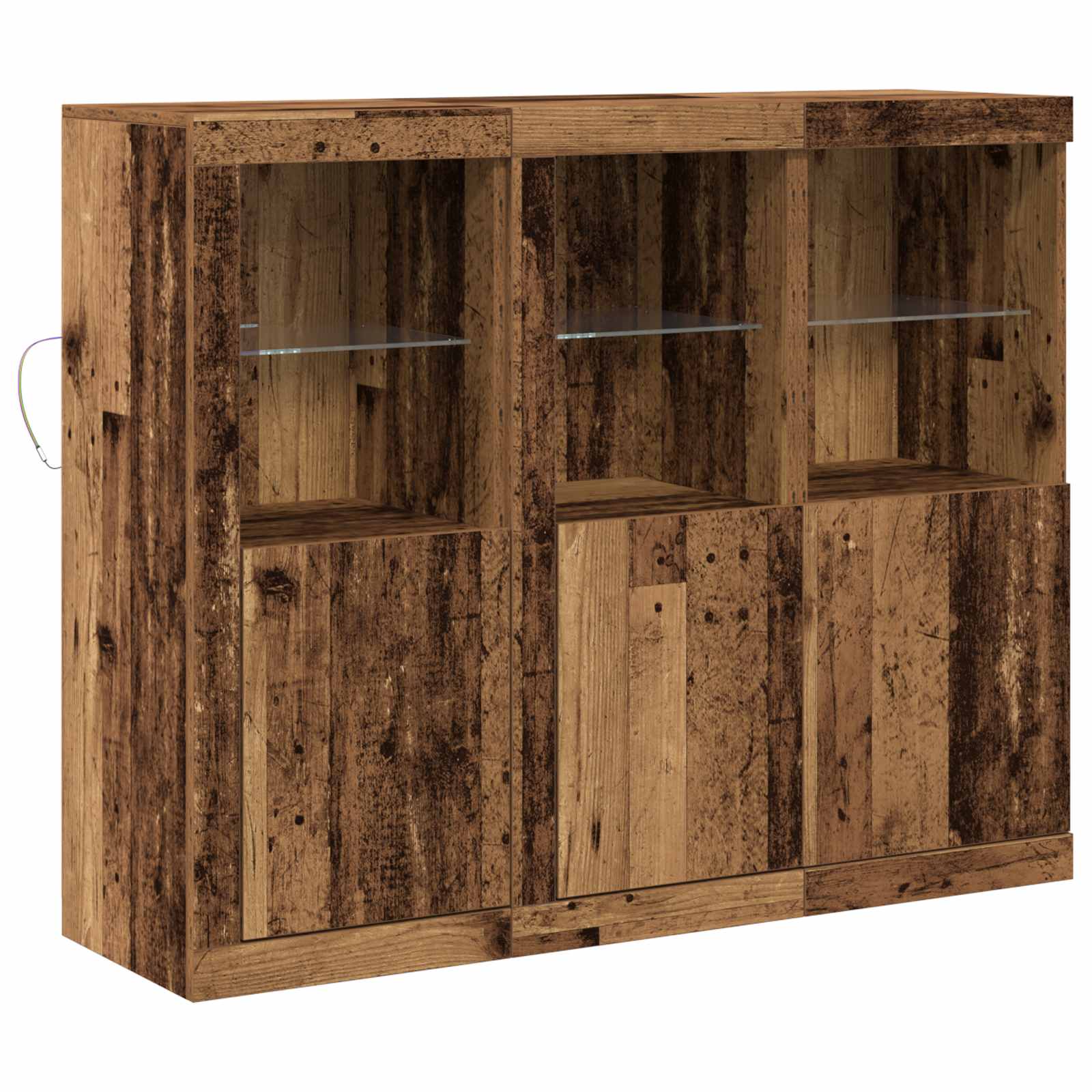 Buffet LED 3 pc Bois ancien 123 x 37 x 100 cm Bois d'ingénierie