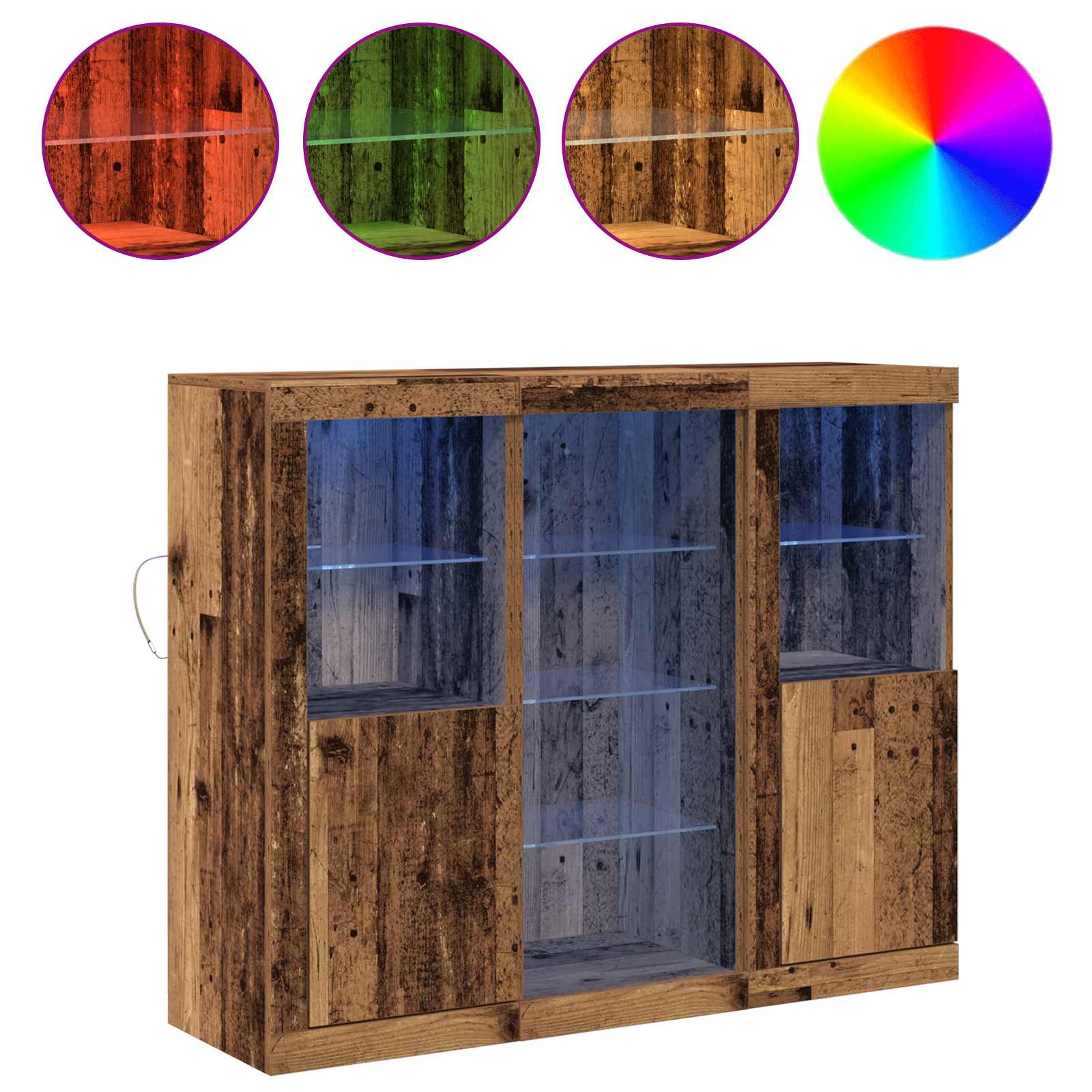Buffet LED Bois ancien 123 x 37 x 100 cm Bois d'ingénierie