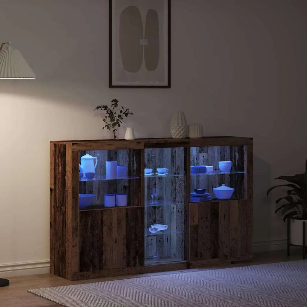 Buffet LED Bois ancien 162 x 37 x 100 cm Bois d’ingénierie - XIOS