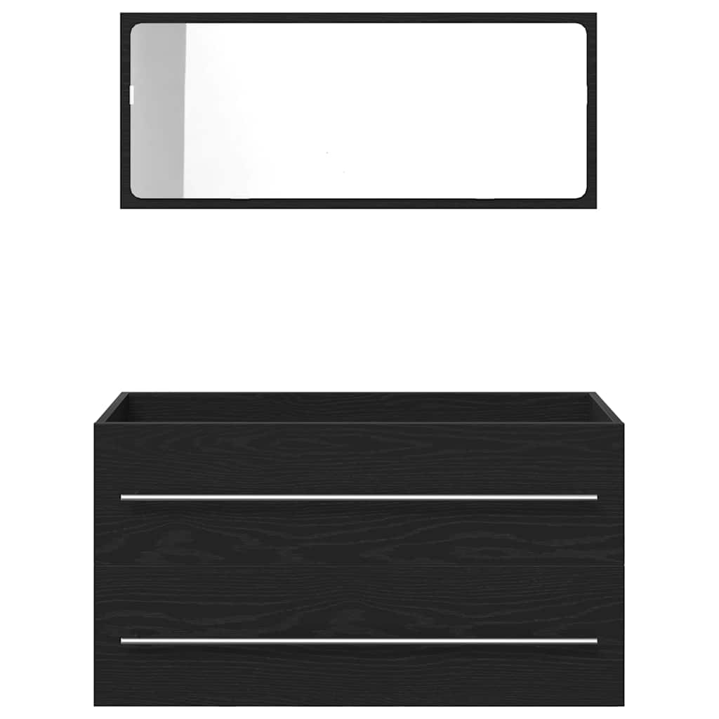 Meuble de Lavabo de Salle de Bain 3 pc Chêne noir - XIOS
