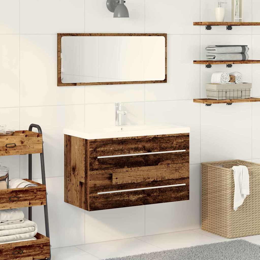 Meuble de Lavabo de Salle de Bain Bois Ancien 80 x 38,5 x 48 cm - XIOS