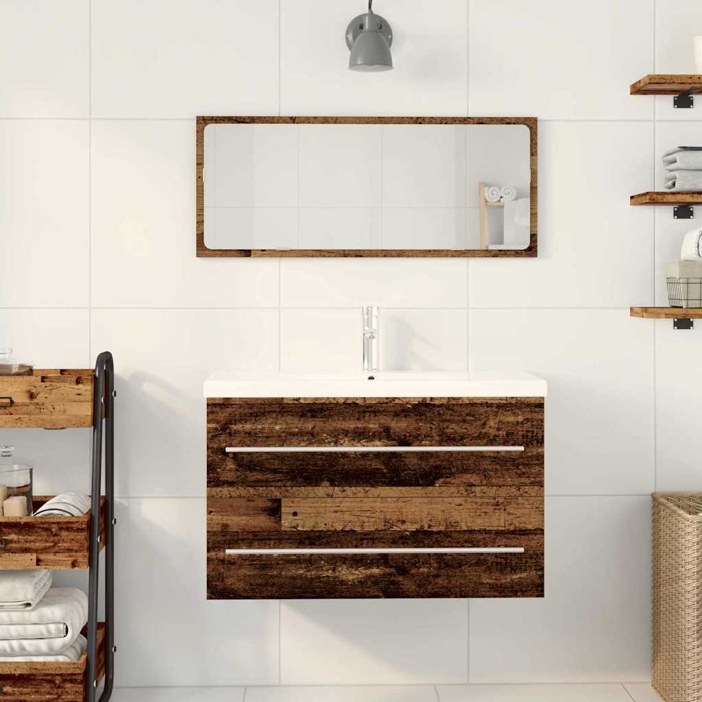Meuble de Lavabo de Salle de Bain Bois Ancien 80 x 38,5 x 48 cm - XIOS