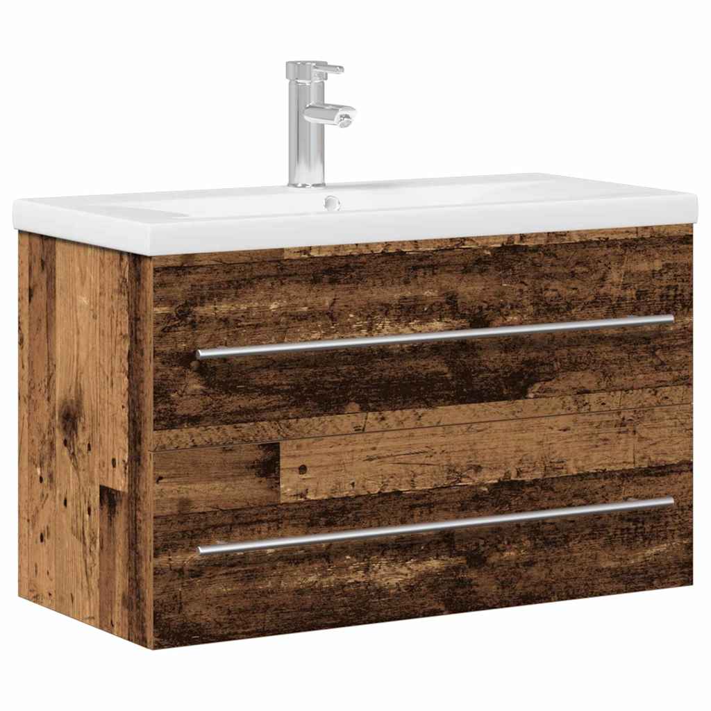 Meuble de Lavabo de Salle de Bain Bois Ancien 80 x 38,5 x 48 cm - XIOS