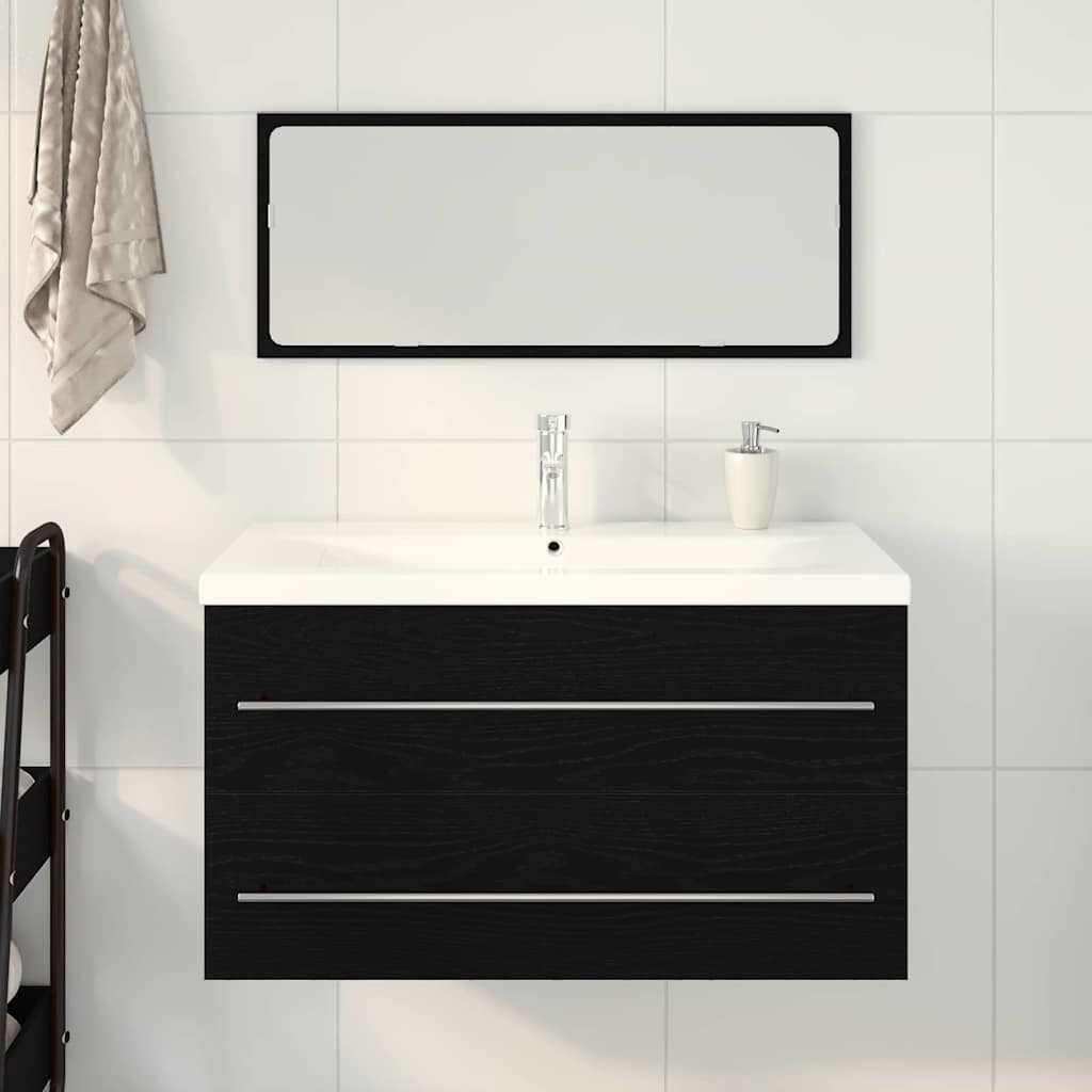 Meuble de Lavabo de Salle de Bain 3 pc Chêne noir - XIOS