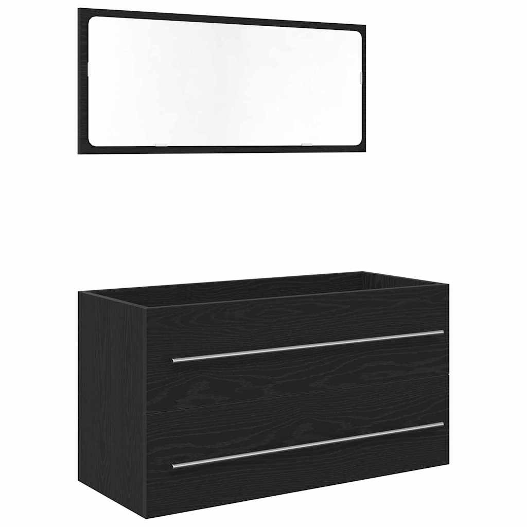 Meuble de Lavabo de Salle de Bain 3 pc Chêne noir - XIOS