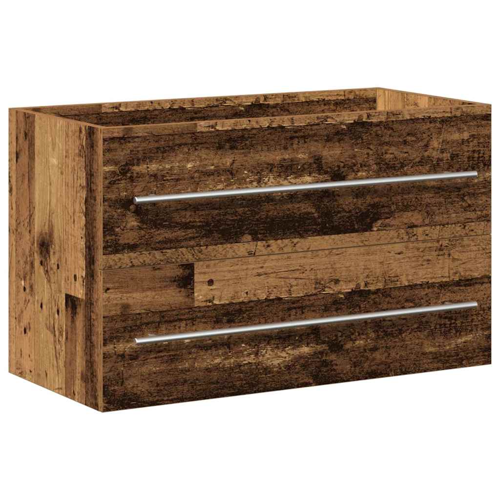 Meuble de Lavabo de Salle de Bain 2 pc Bois Ancien - XIOS