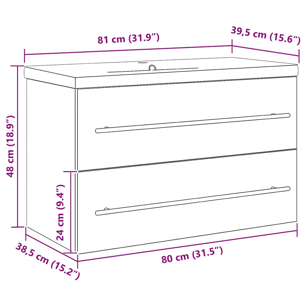 Meuble de Lavabo de Salle de Bain 2 pc Bois Ancien - XIOS