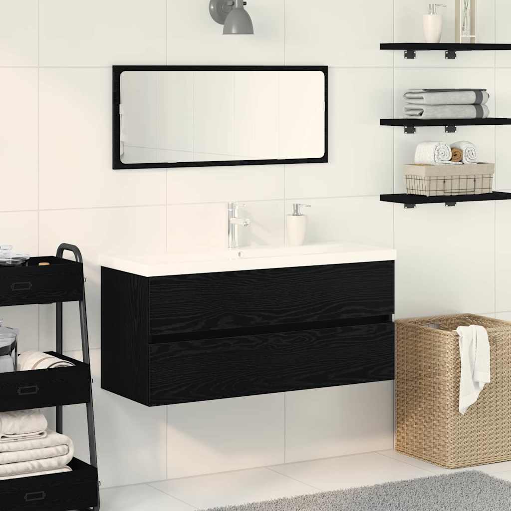 Meuble de Lavabo de Salle de Bain Chêne noir 90 x 39 x 62 cm - XIOS