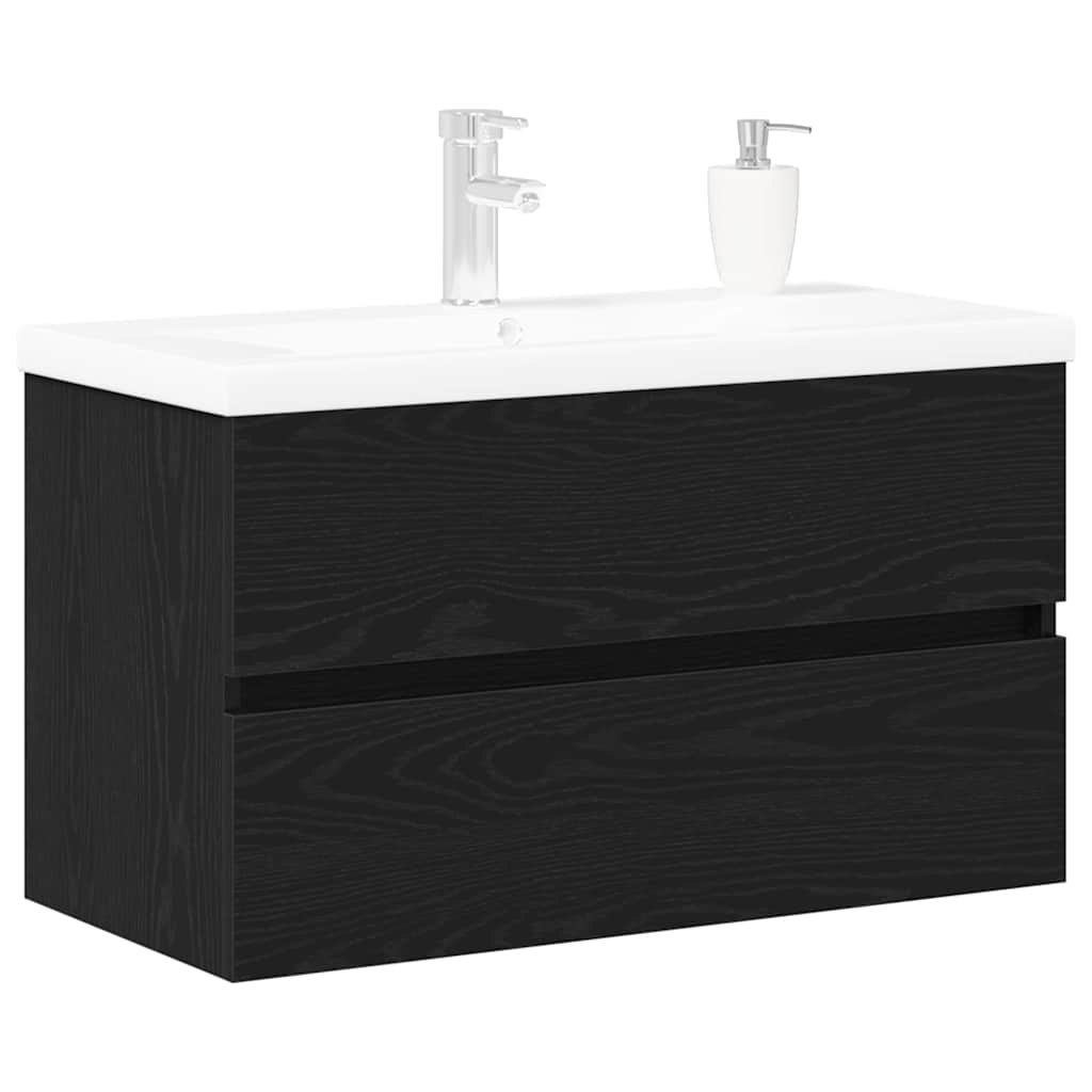 Meuble de Lavabo de Salle de Bain Chêne noir 80 x 39 x 62 cm - XIOS