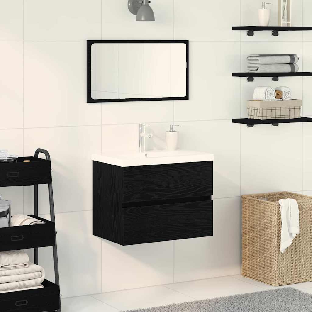 Meuble de Lavabo de Salle de Bain Chêne noir 60 x 39 x 62 cm - XIOS