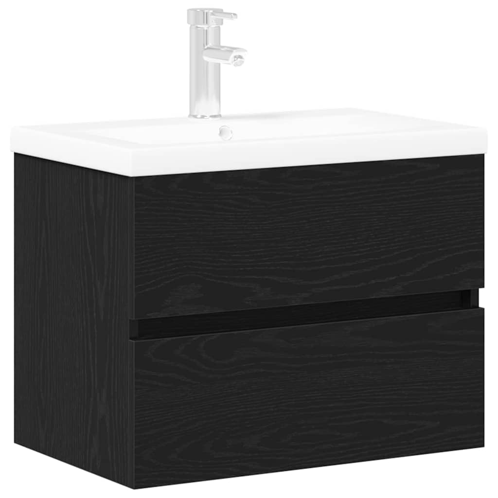 Meuble de Lavabo de Salle de Bain Chêne noir 60 x 39 x 62 cm - XIOS