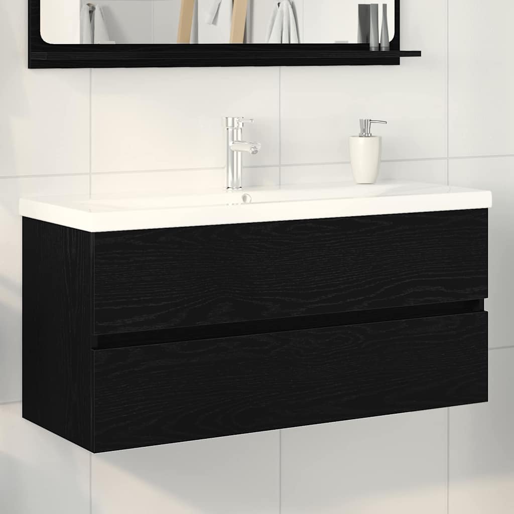Meuble de Lavabo de Salle de Bain Chêne noir 100 x 39 x 62 cm - XIOS